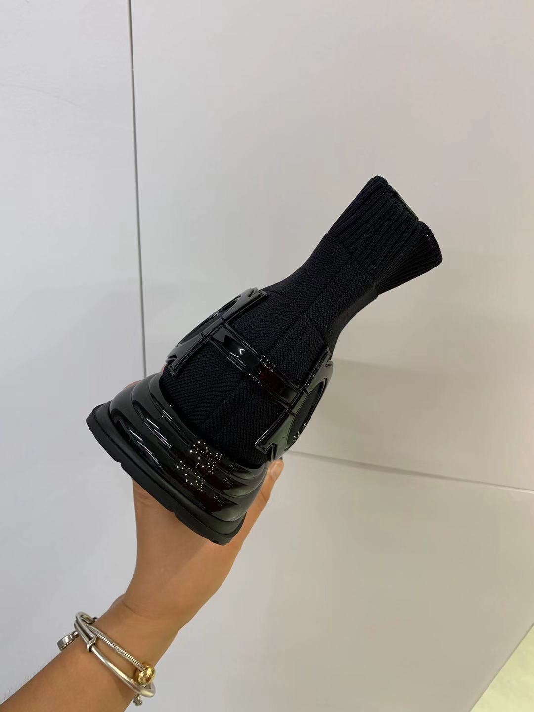 Ferragamo Knitted Sock-style Sneakers In Black