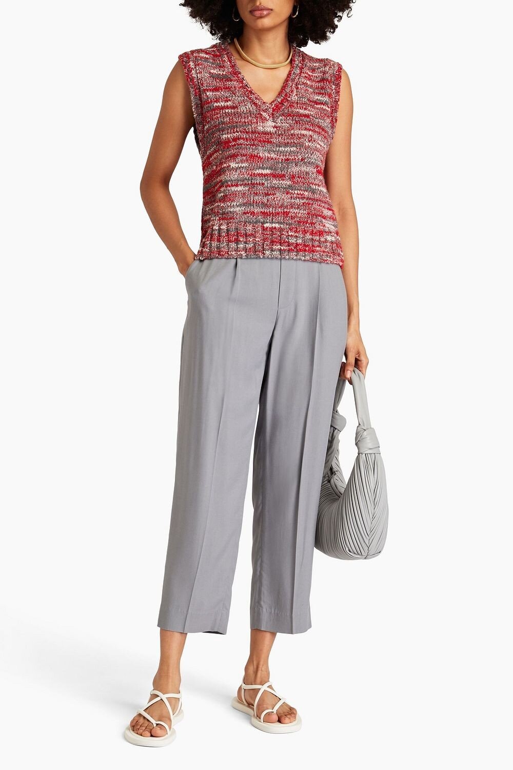 Shop Vince Slip-on Straight Trousers In Gray