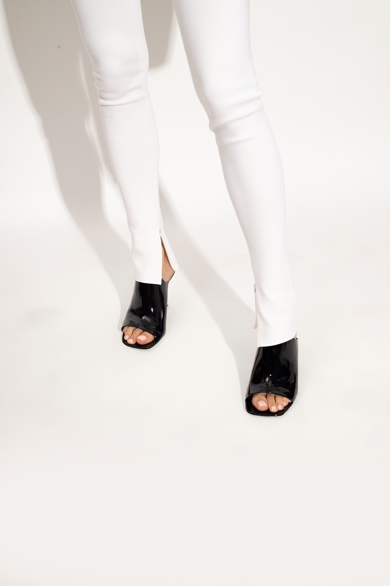 Ferragamo Era Peep Toe Slide Sandal In Black