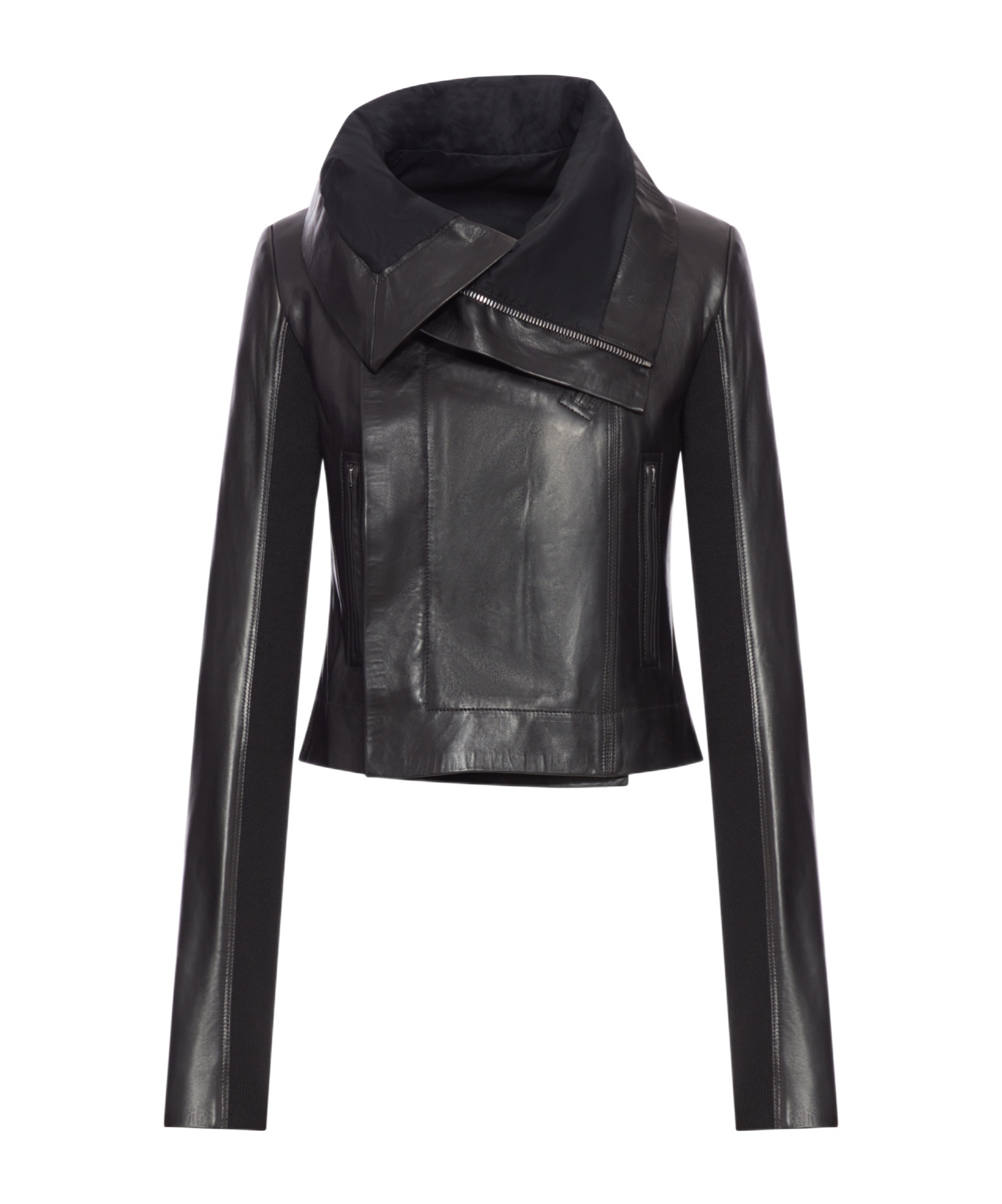 Rick Owens Motorcycle Jacket Asymmetrical Collar In Black