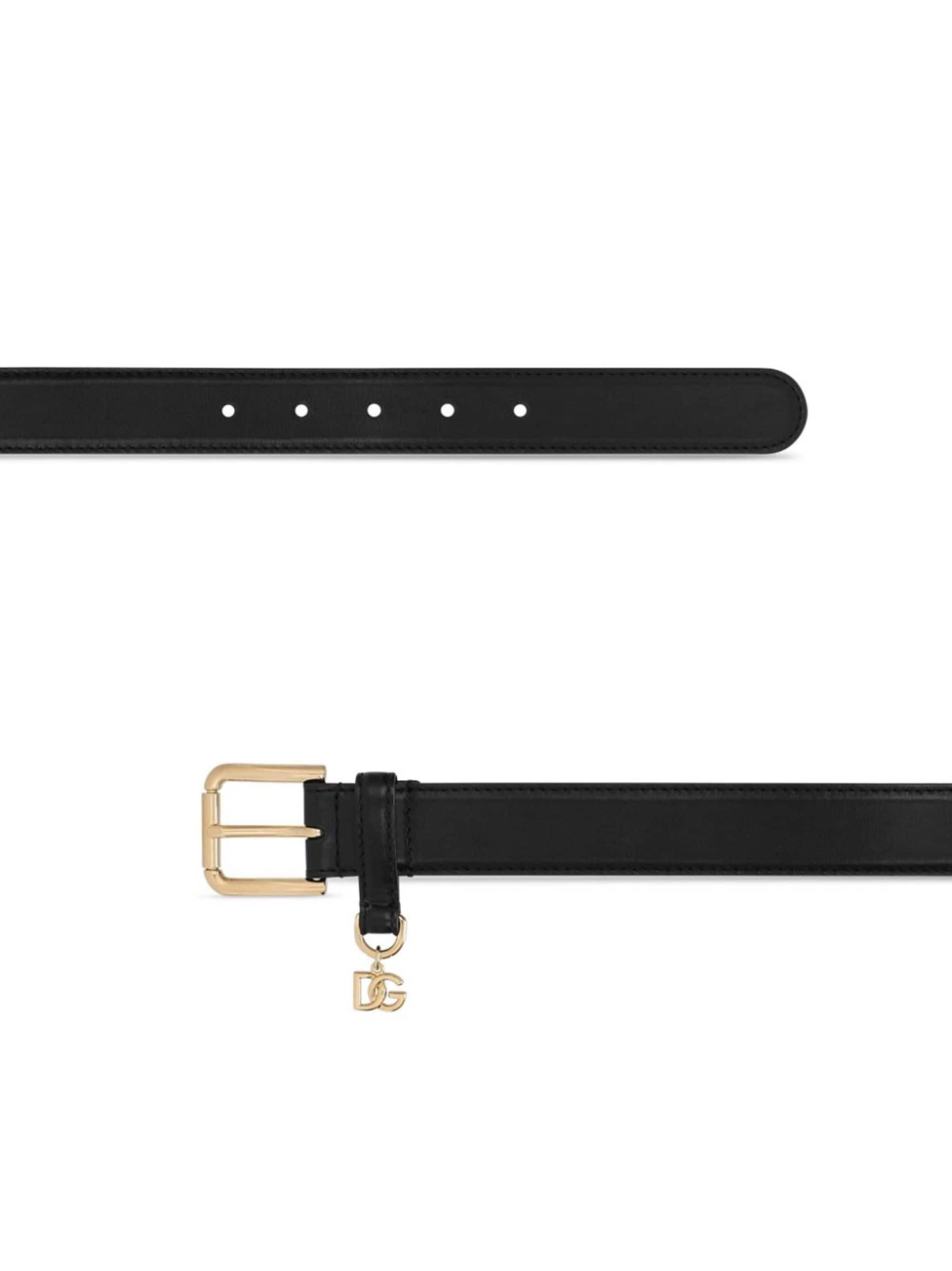 Dolce & Gabbana Logo-charm Leather Belt In Black