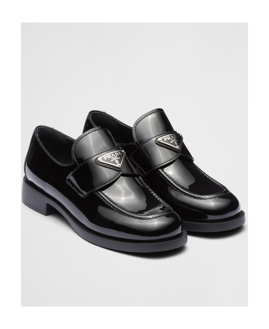 Prada Logo-plaque Leather Loafers In Black