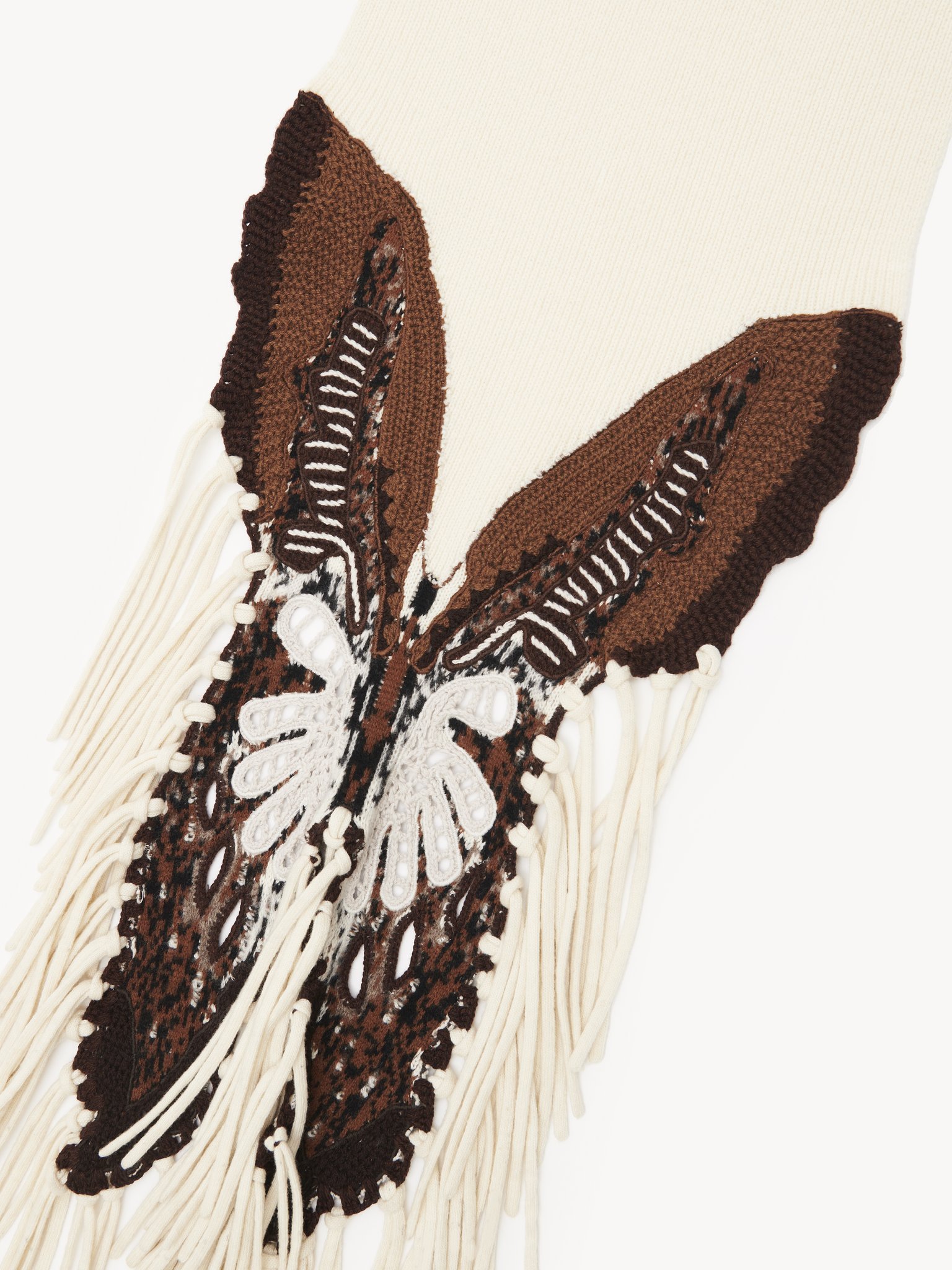 Chloé Butterfly Lace Trimmed Scarf In White