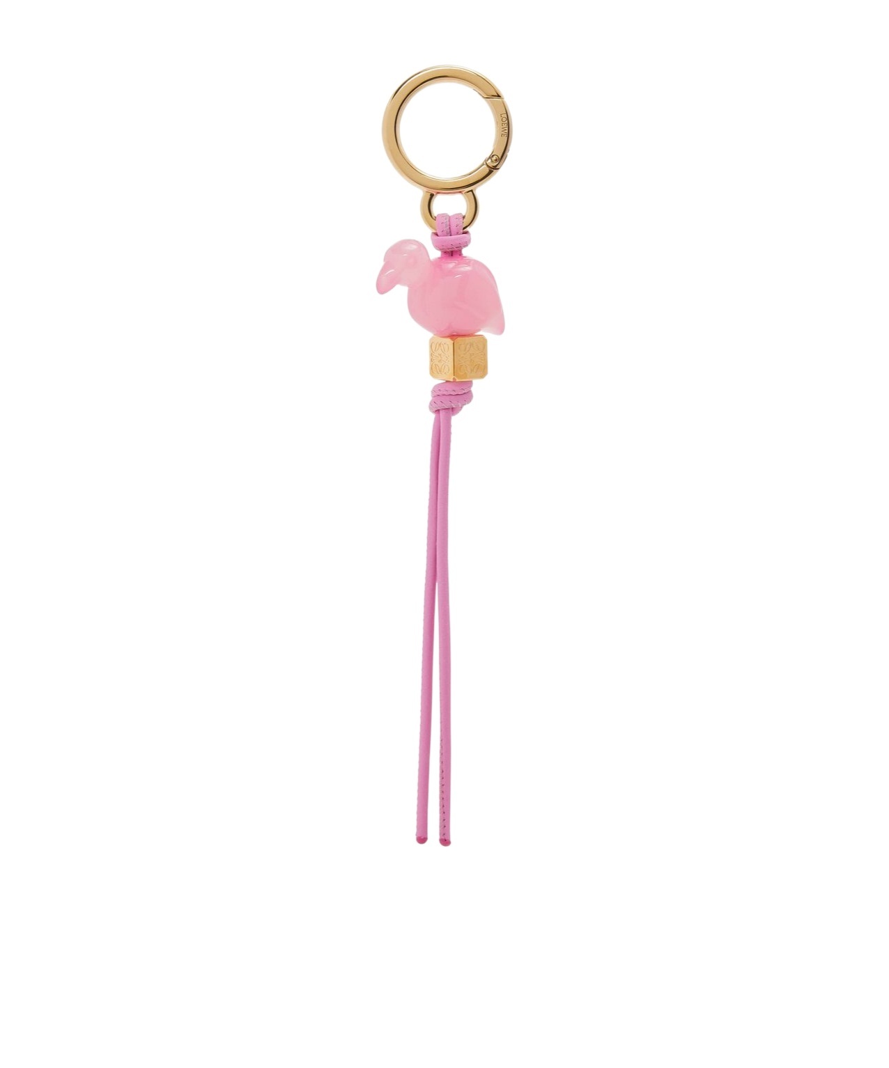 Loewe Flamingo Dice Leather Charm In Pink