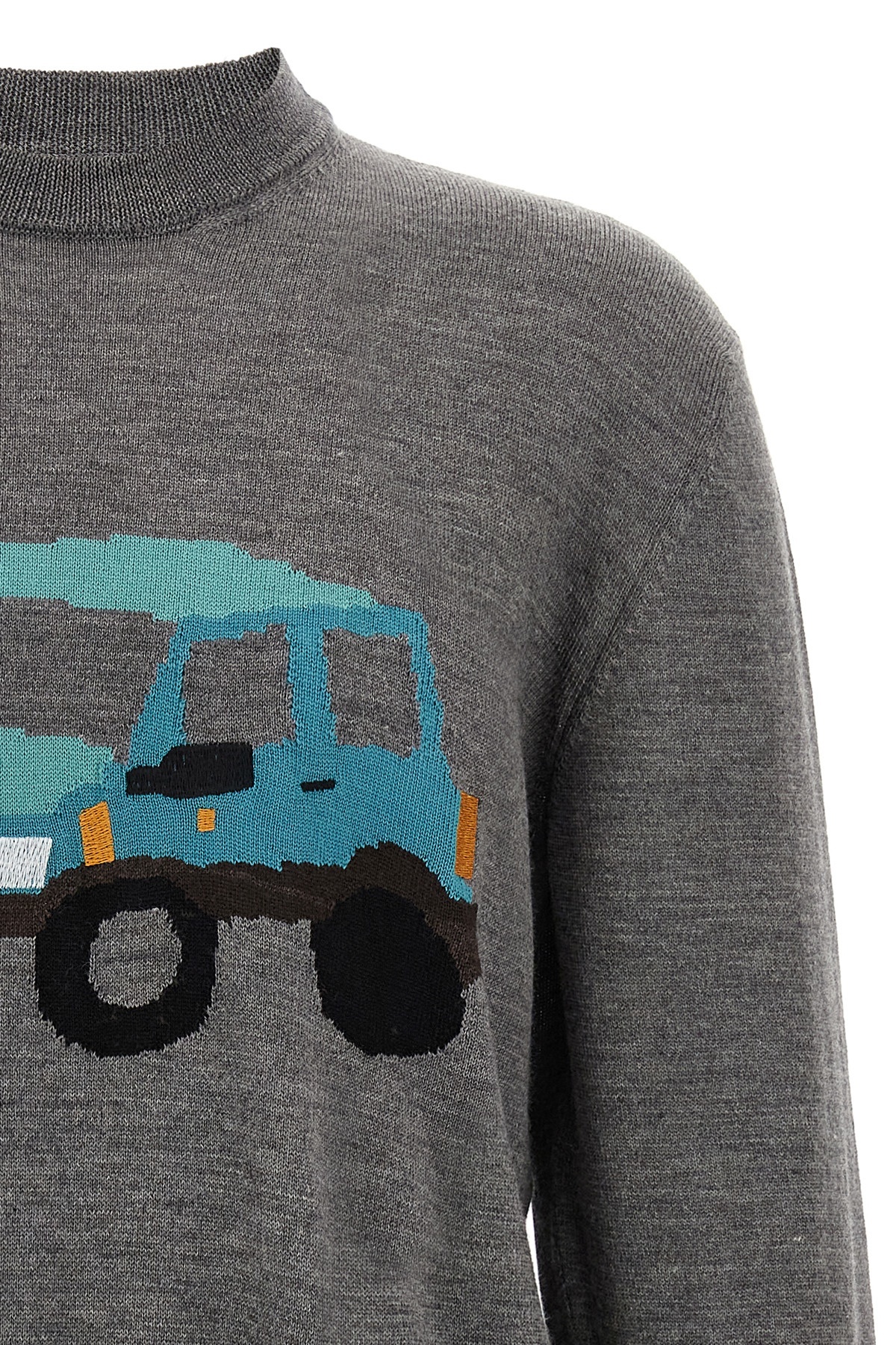 Magliano Graphic Design Crew Neck Long Sleeve Sweater In Gray