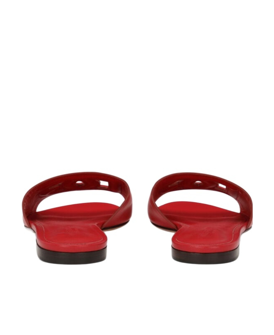 Dolce & Gabbana 'bianca' Leather Flat Sole Sandals In Red