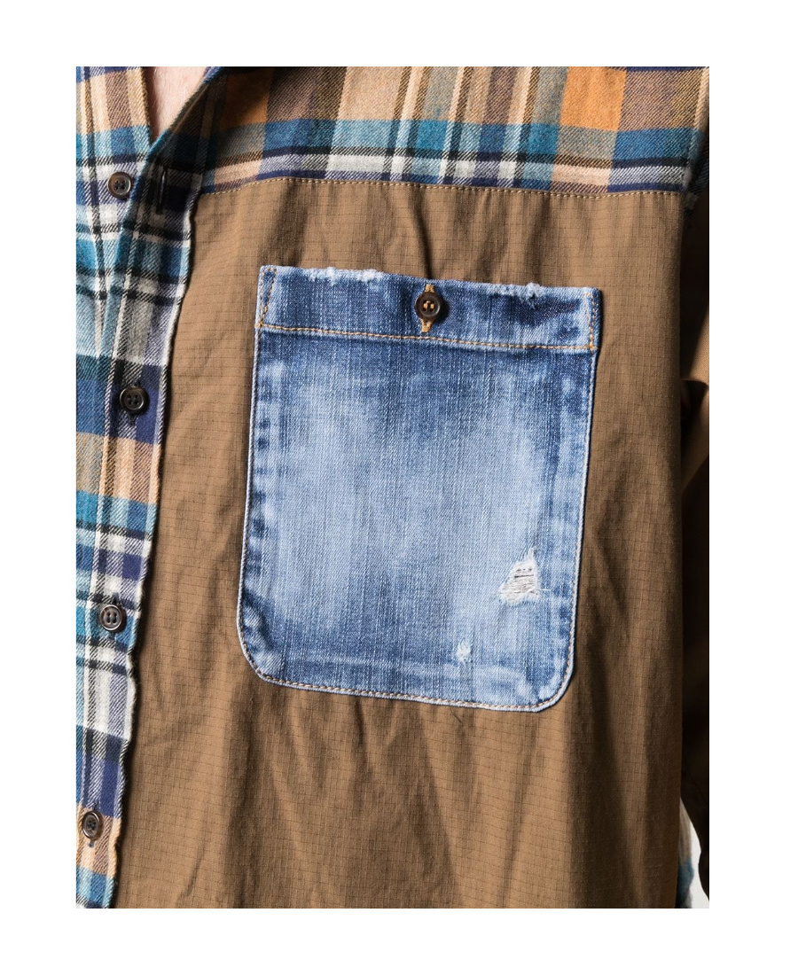 Dsquared2 Panelled Check Shirt In Multicolor