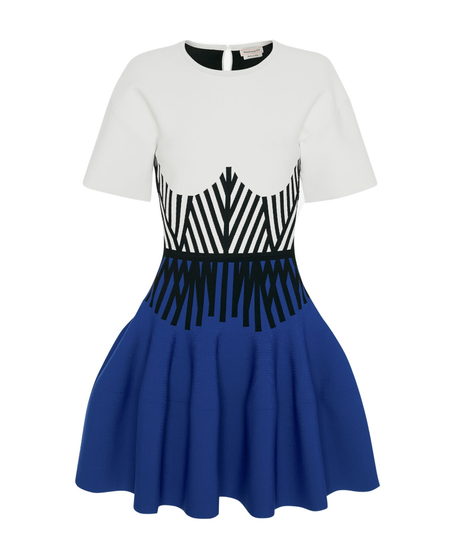 Alexander Mcqueen A Girdle Mini Dress In Blue