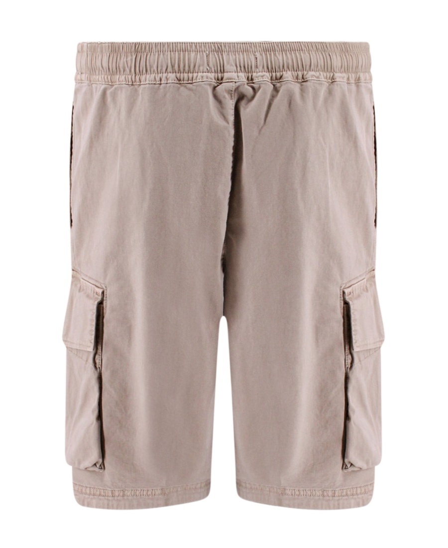 Stone Island Gray Diagonal Linen Cargo Shorts In Gray