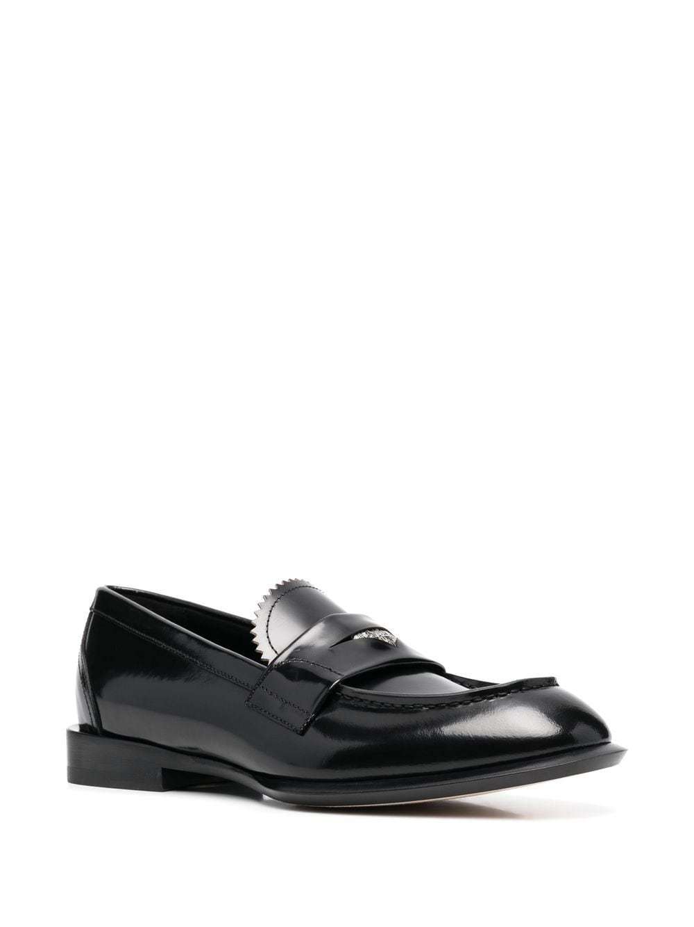 Alexander Mcqueen Coin-embellished Penny Loafers In Black