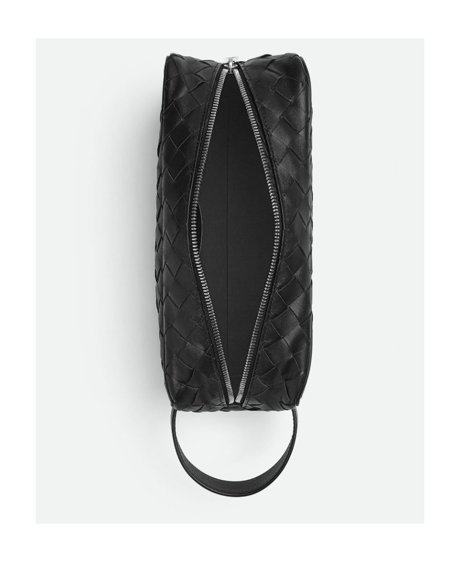 Bottega Veneta Intrecciato Leather Wash Bag In Black