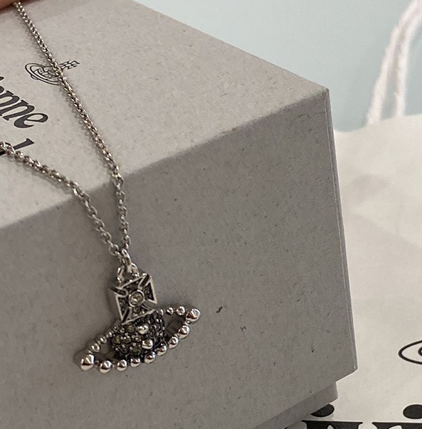 Vivienne Westwood Logo Design Necklace In Gray
