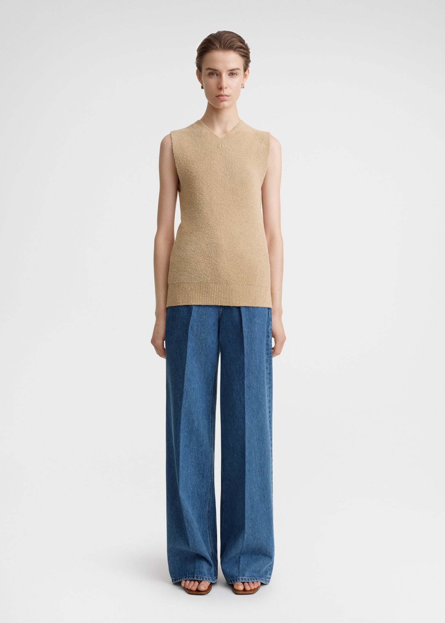 Totême V-neck Terry-cloth Vest In Nude