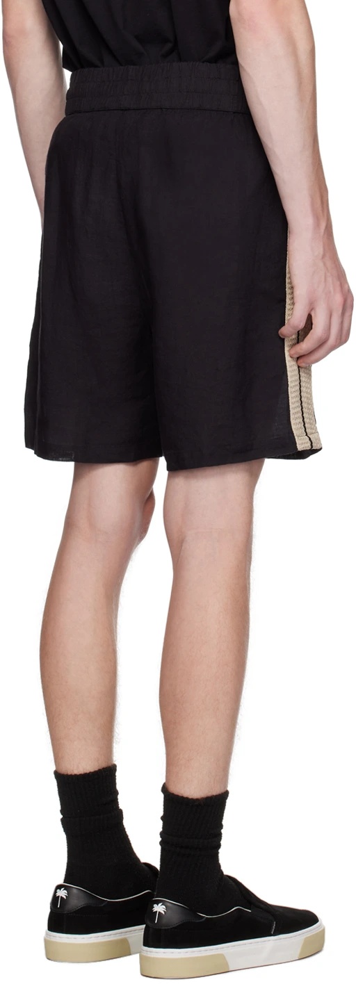 Palm Angels Monogram-embroidered Striped Shorts In Black