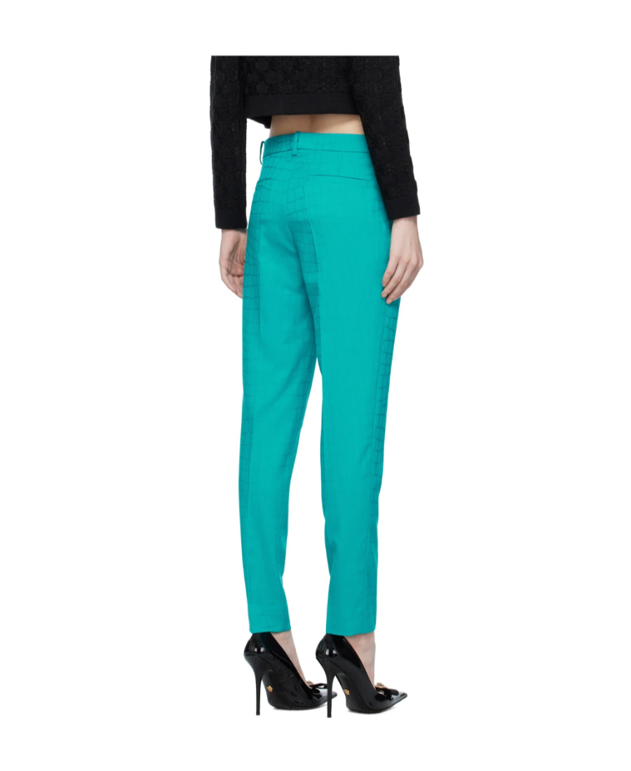 Versace Floral-print Wool Skirt In Green