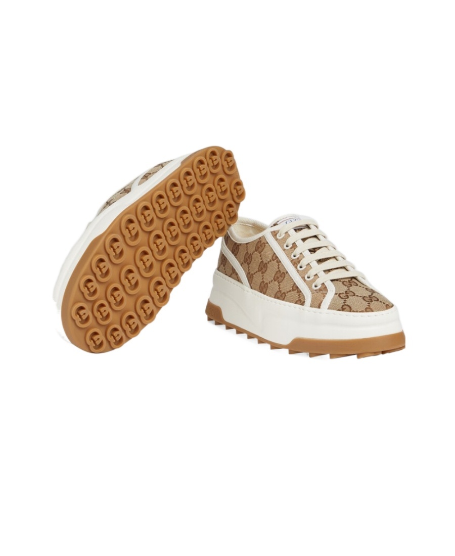 Gucci Gg Canvas Low-top Platform Sneakers In White