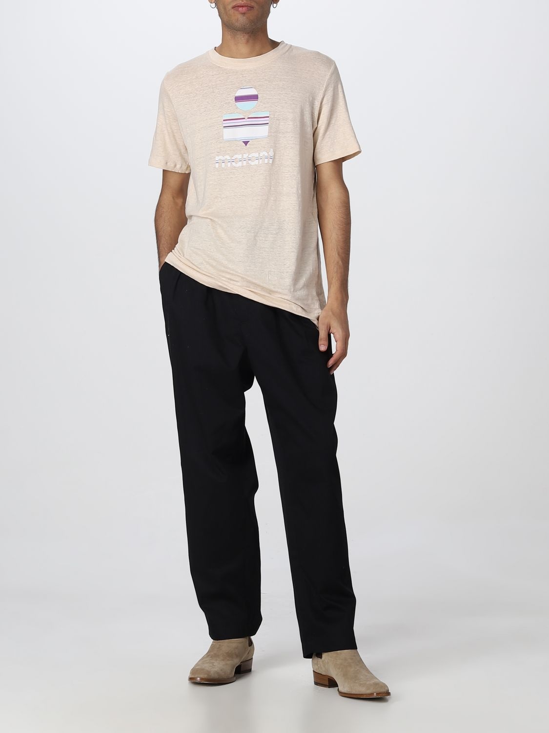 Isabel Marant Logo-print Crew-neck T-shirt In Nude
