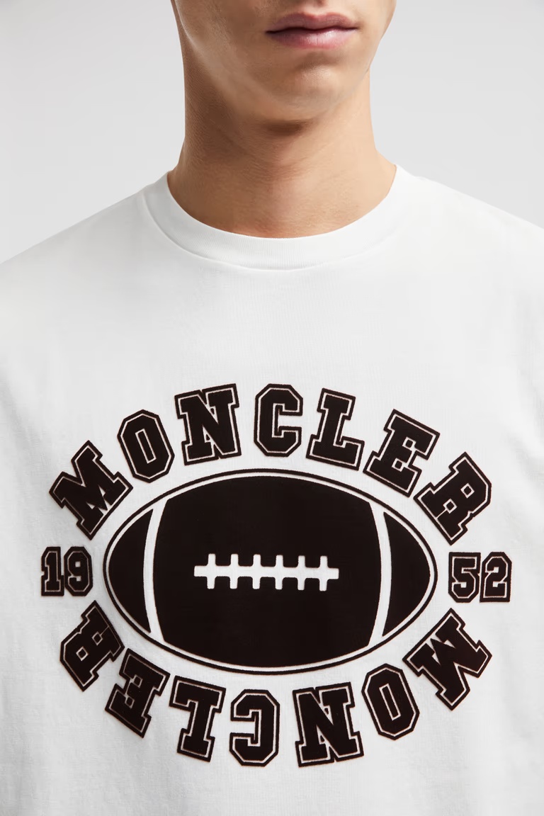 Moncler American Football Pattern T-shirt In White