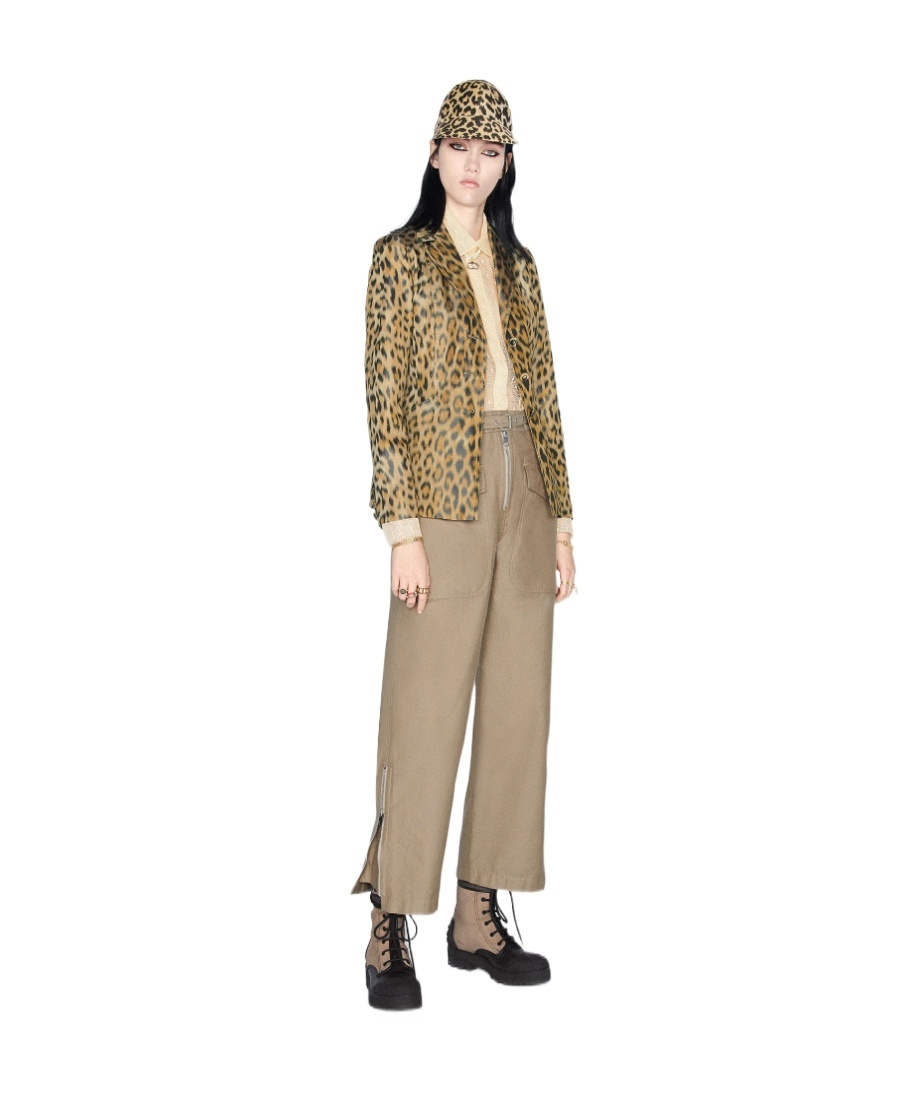 Dior Bombyx Mori Taffeta Leopard Print Suit Jacket In Brown