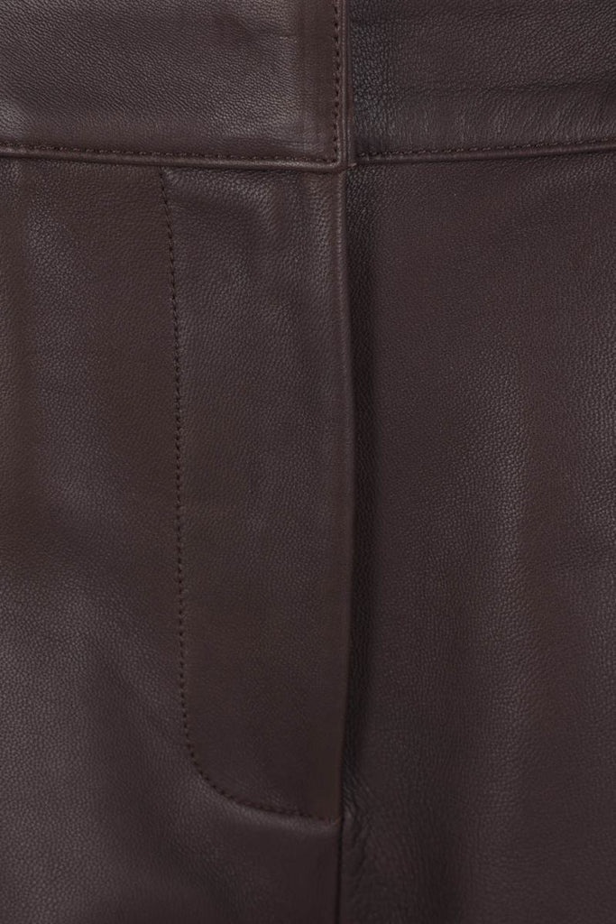 Co Paneled Leather Barrel-leg Pants In Brown