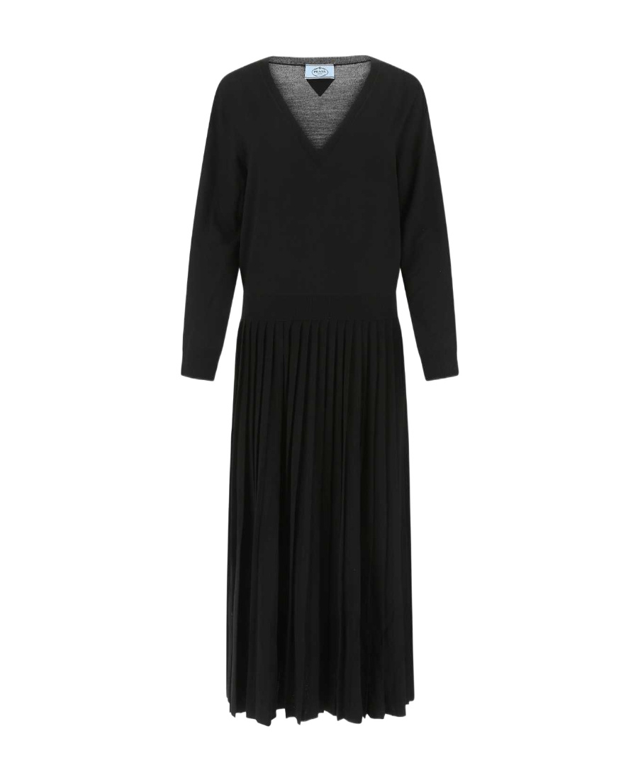 Prada Versatile Wool Blend Dress In Black