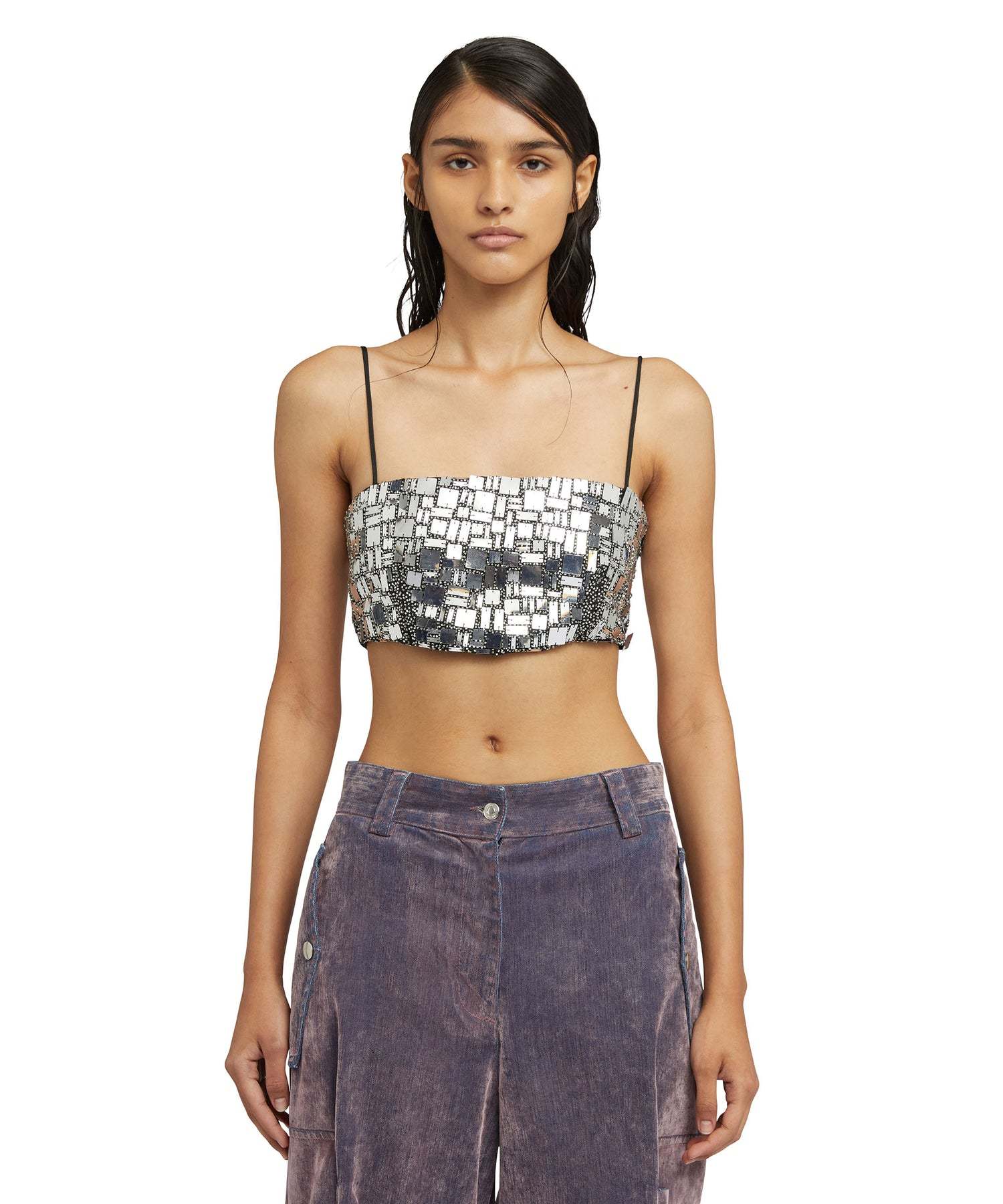 Shop Msgm Thin Shoulder Strap In Gray