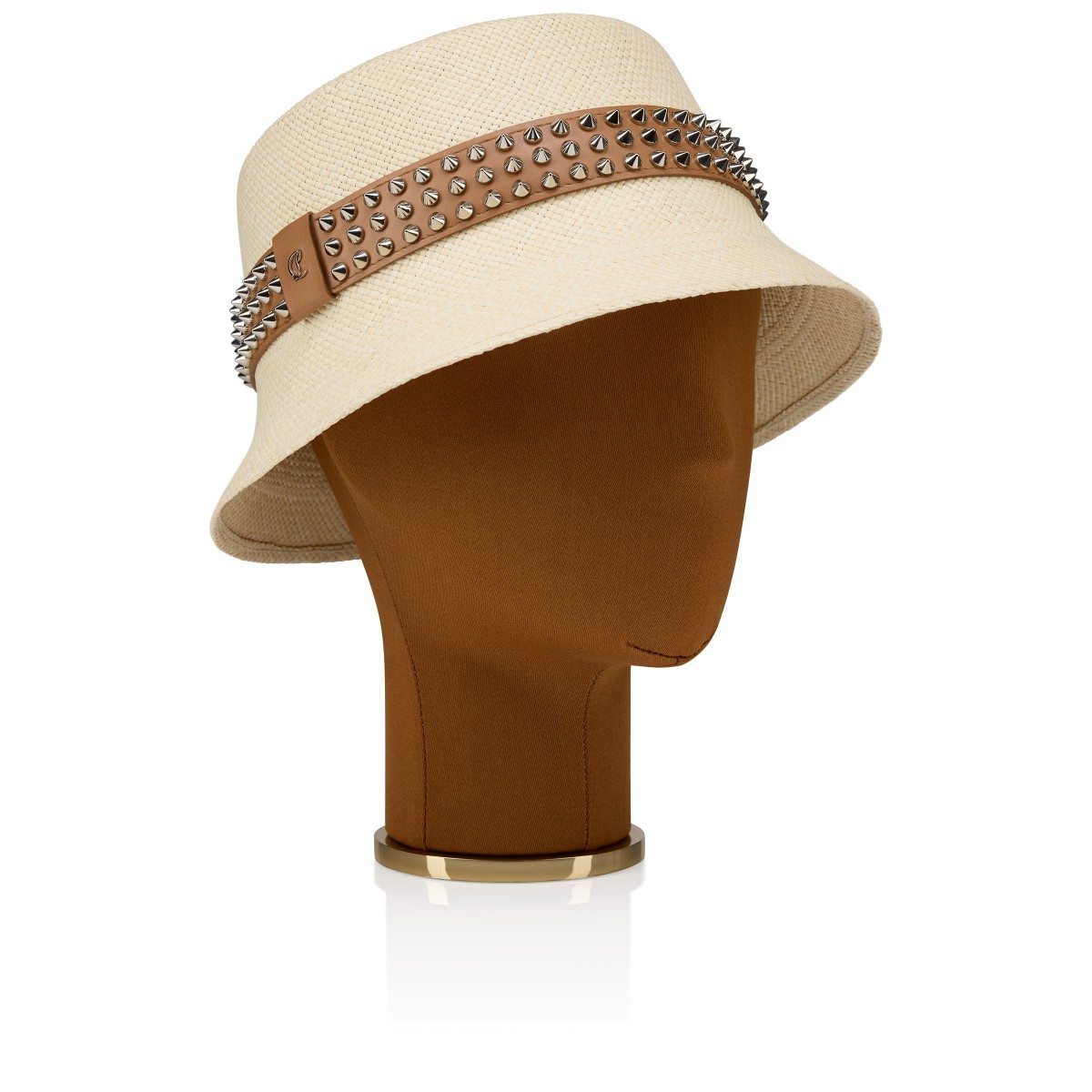 Christian Louboutin Leather-trim Studded Bucket Hat In Nude