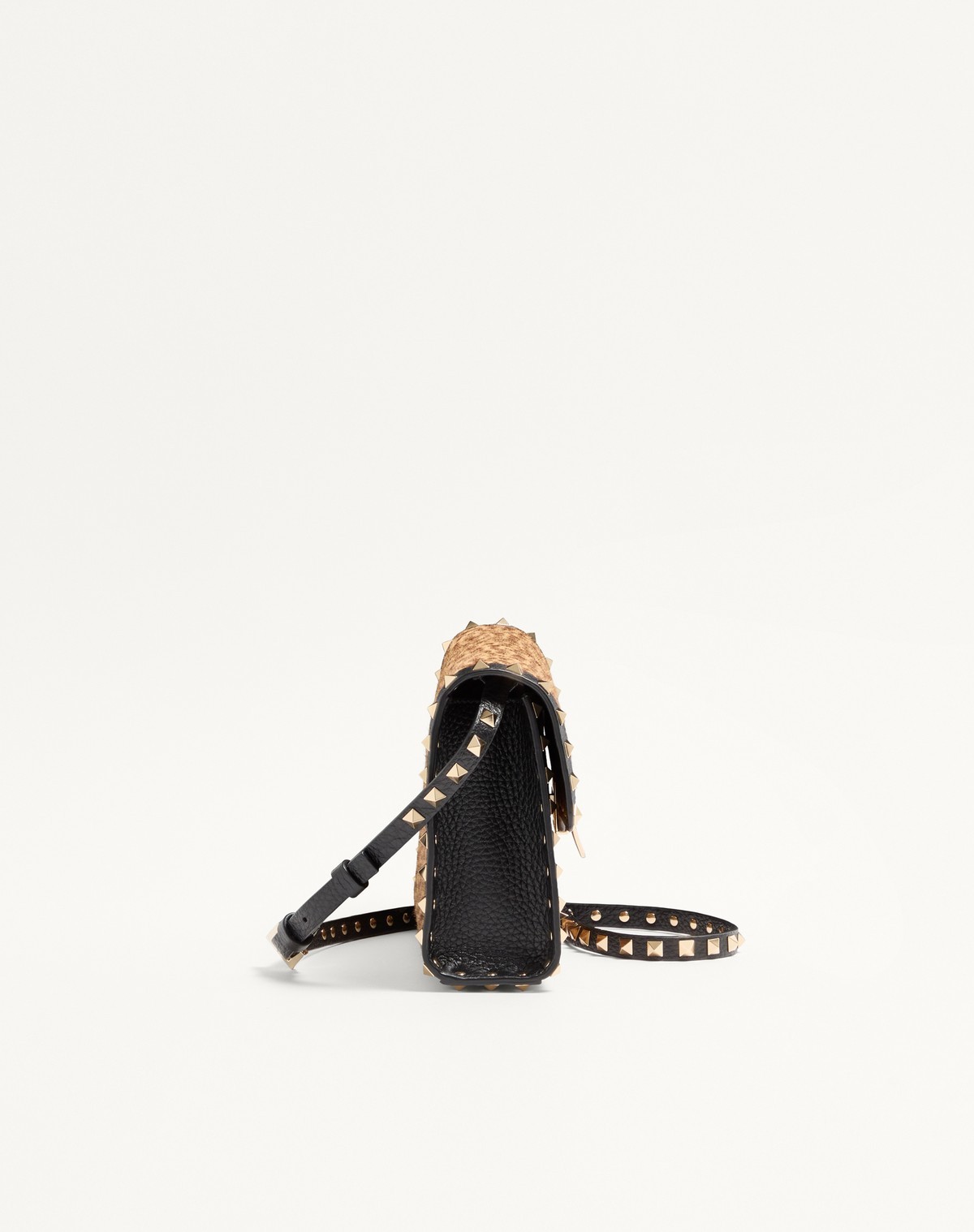 Valentino Garavani Rockstud Small Shoulder Bag In Pony-effect Calfskin With Animal Print In Multi