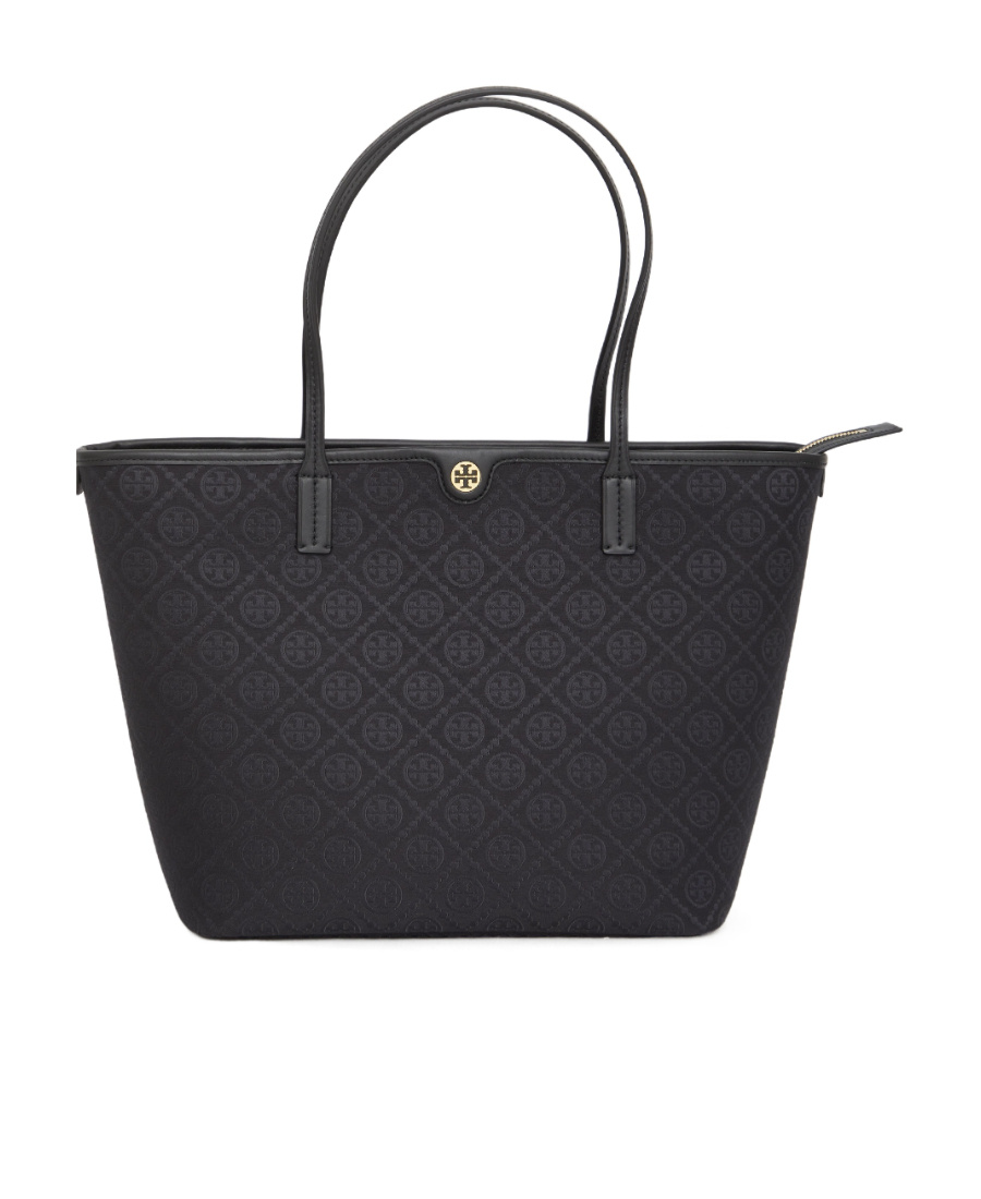 Tory Burch T Monogram Tote Bag In Black
