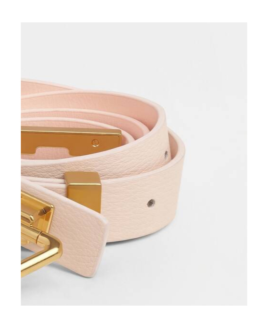 Bottega Veneta Geometric Buckle Belt In Nude