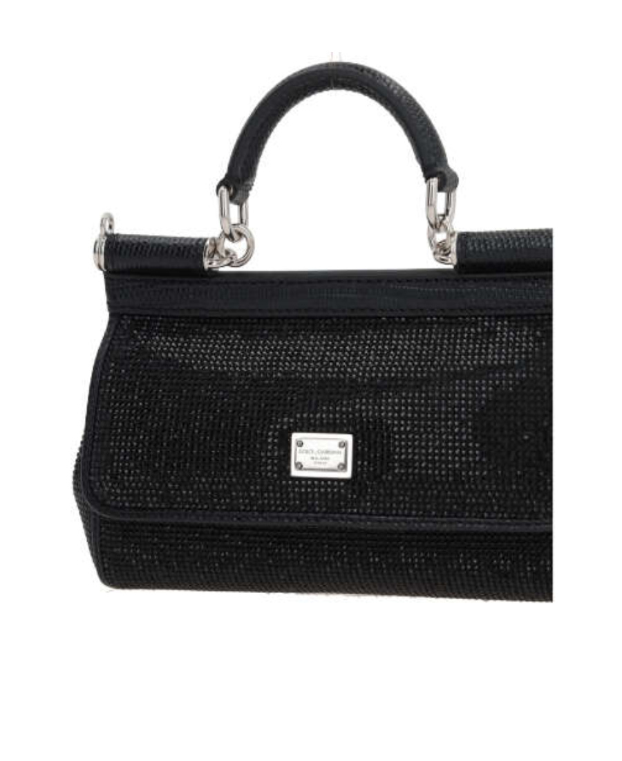 Dolce & Gabbana Small Sicily Rhinestone-embellished Shoulder Bag In Black