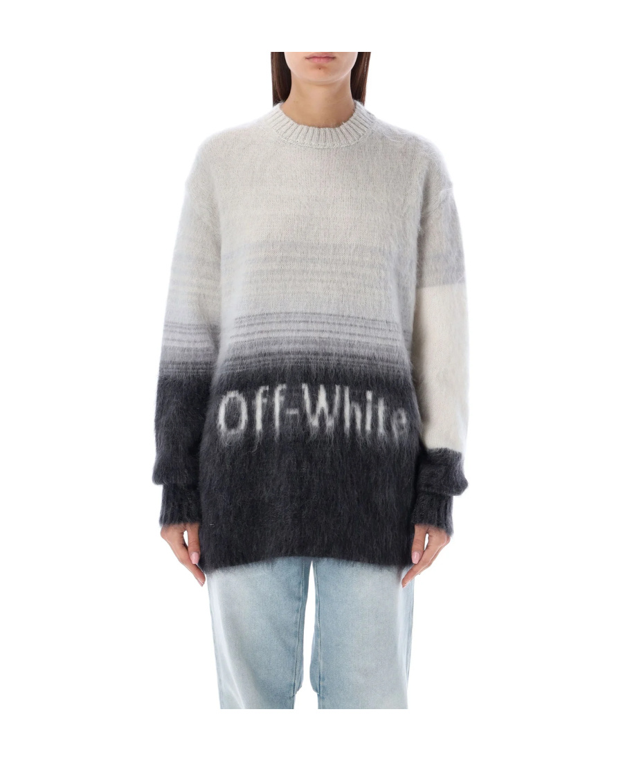Off-white Mohair Helvetica Logo Wool Blend Sweater In Multi