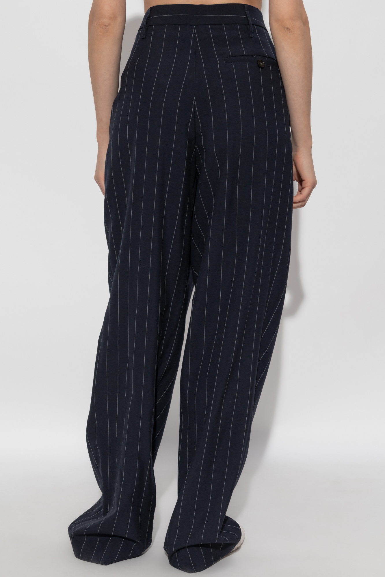 Stella Mccartney Pinstripe-pattern Panelled Trousers In Navy Blue