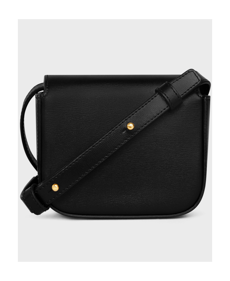 Celine Mini Triomphe With Strass Buckle Shoulder Bag In Black