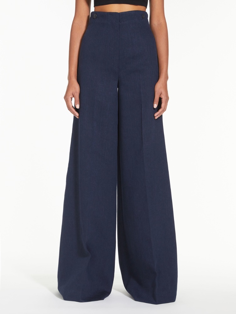 Max Mara High-waisted Wide Leg Pants In Black