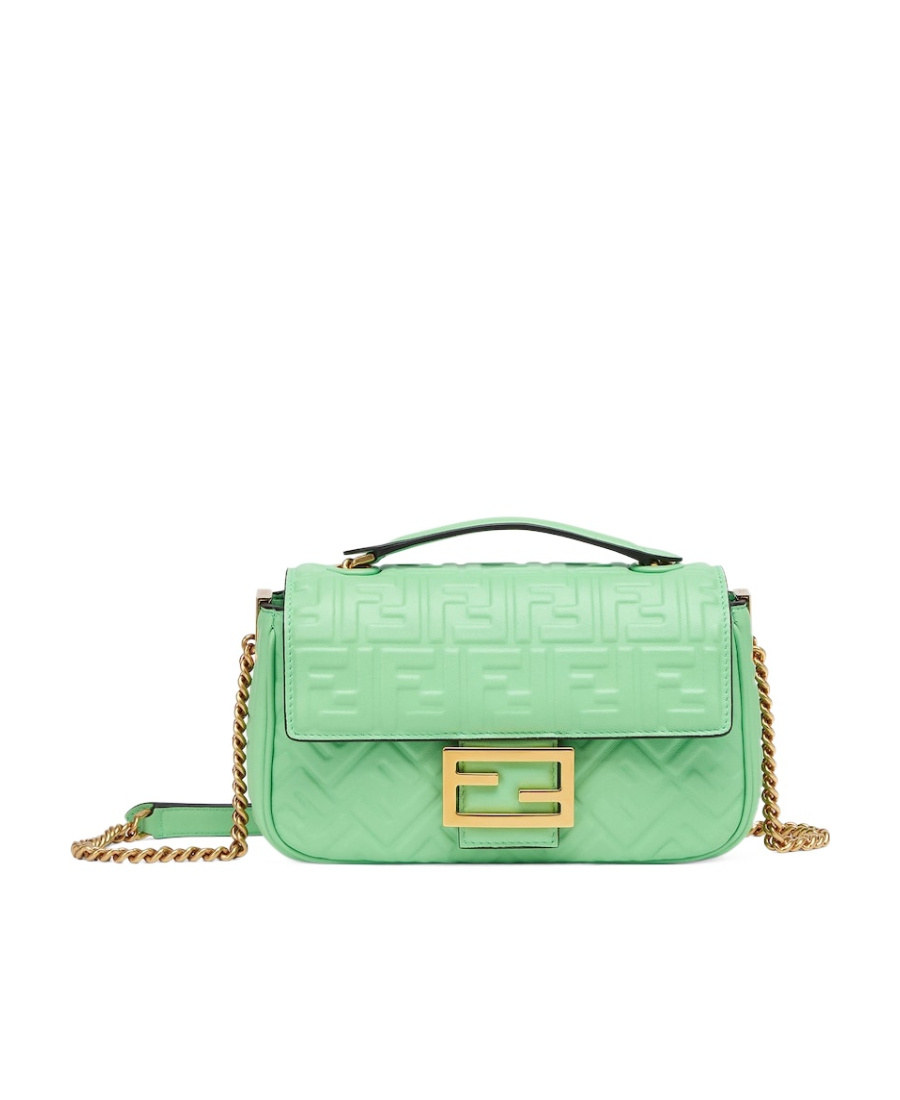 Fendi Medium Baguette Chain Shoulder Bag In Green