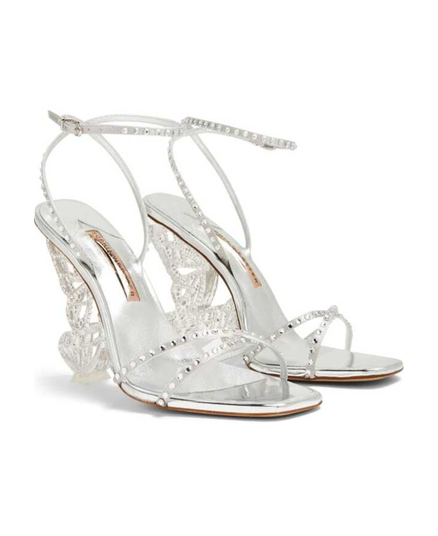 Sophia Webster Paloma Crystal Butterflies-heel Sandals In White