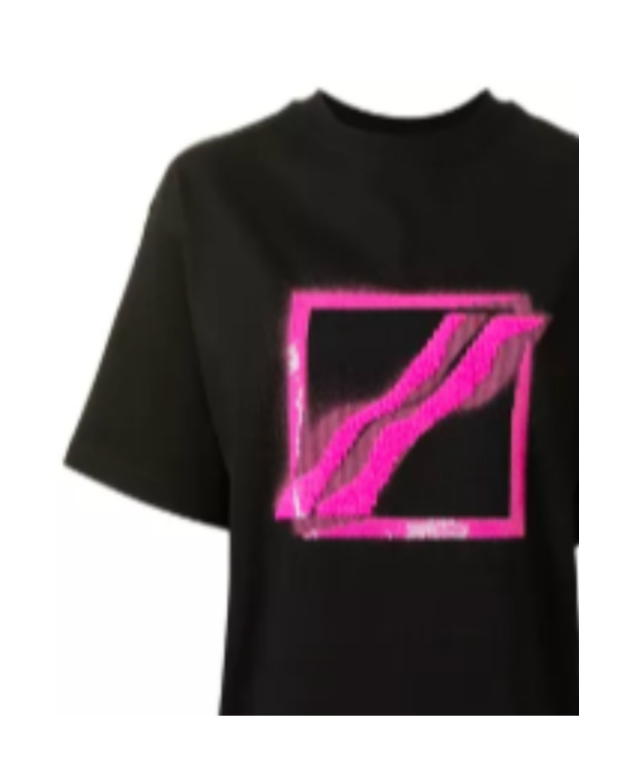 We11 Done Sequin-logo Cotton T-shirt In Black