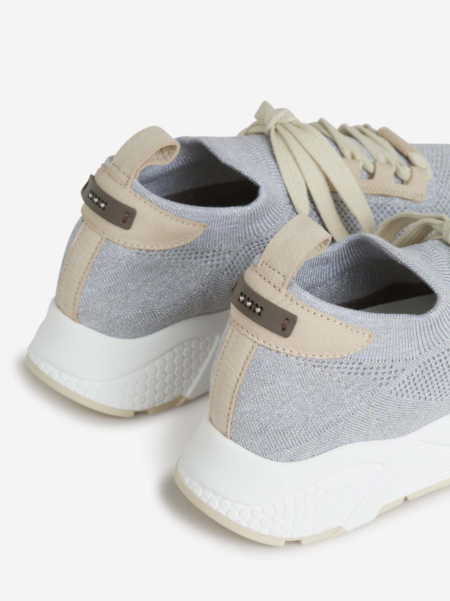Peserico Lurex Knitted Sneakers In Gray