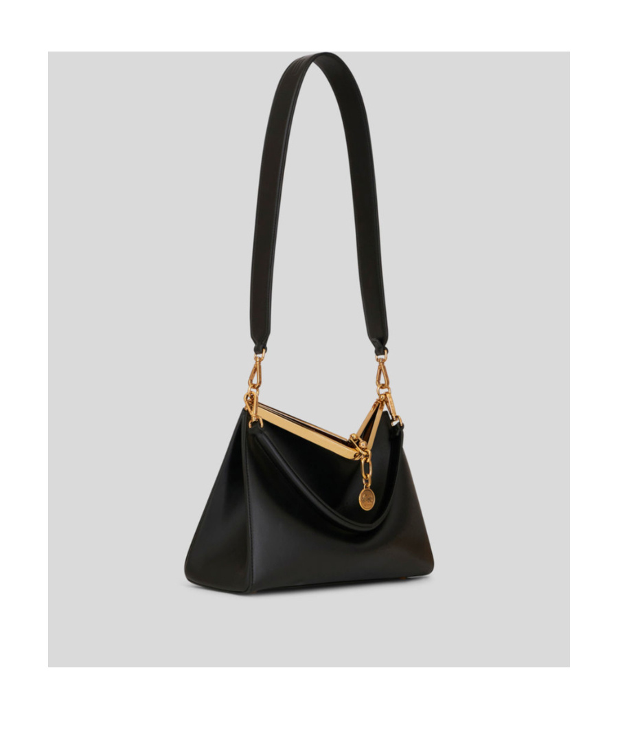 Etro 'small Vela' Black Shoulder Bag With Logo And Pegasus Charm In Black