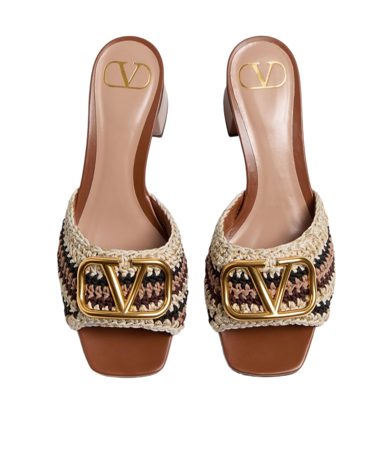 Valentino V Logo Sandal In Brown