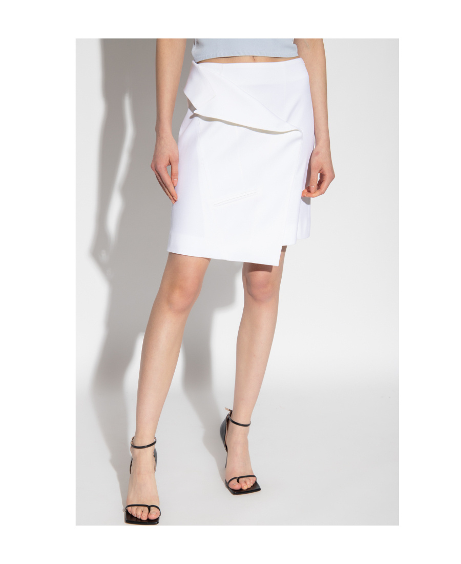 Alexander Mcqueen Wrap Skirt With Lateral Zip Closure In White