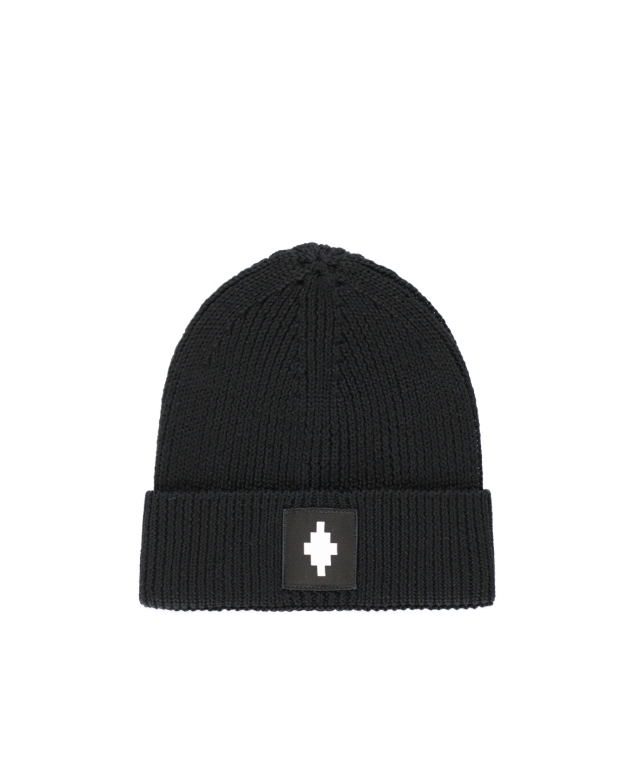 Marcelo Burlon County Of Milan Logo-patch Ribbed Beanie In Black