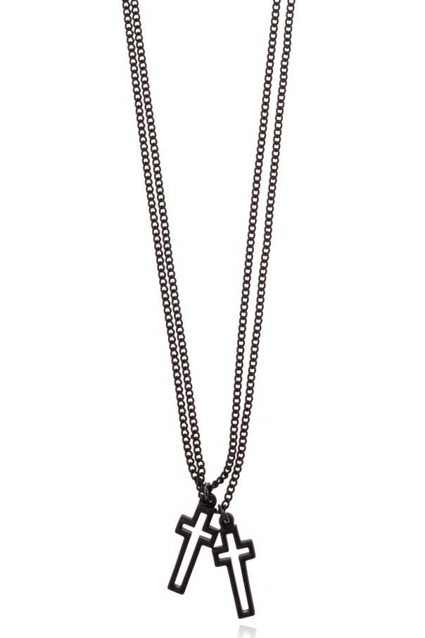 Shop Dsquared2 Double Cross Pendant Necklace In Gray