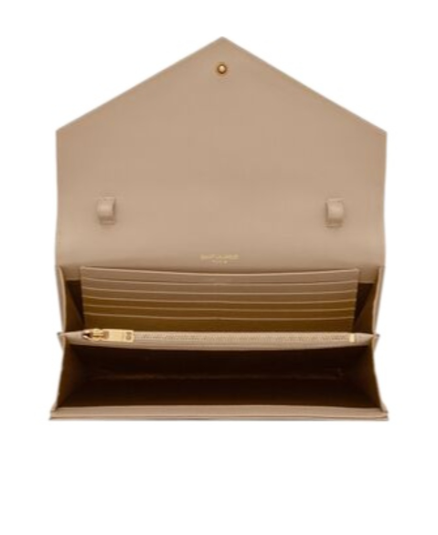 Saint Laurent Monogram-plaque Quilted Shoulder Bag In Nude