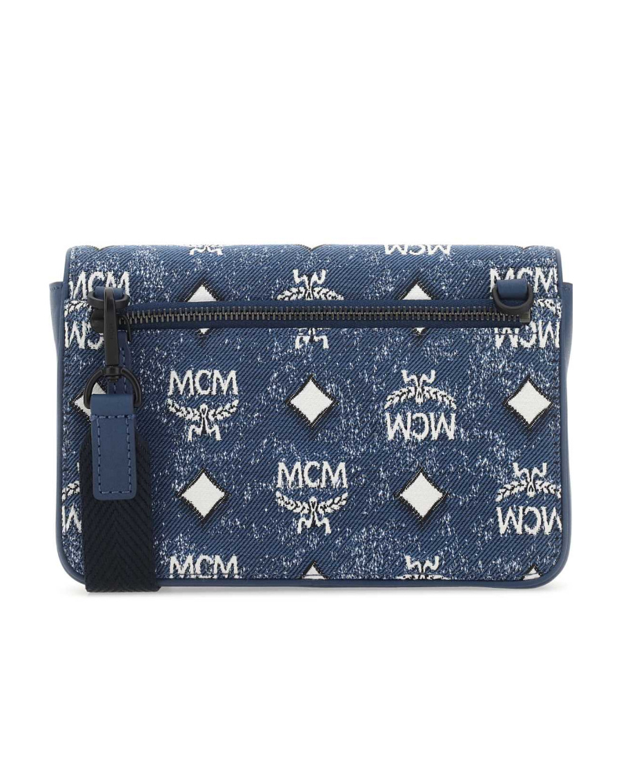 Mcm Logo Retro Shoulder Bag In Blue