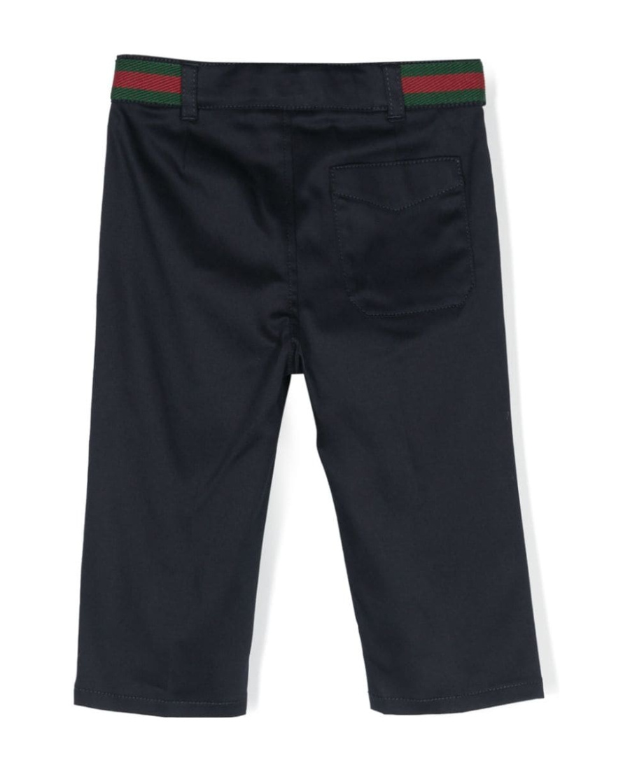 Gucci Web-embellished Cotton Trousers In Black