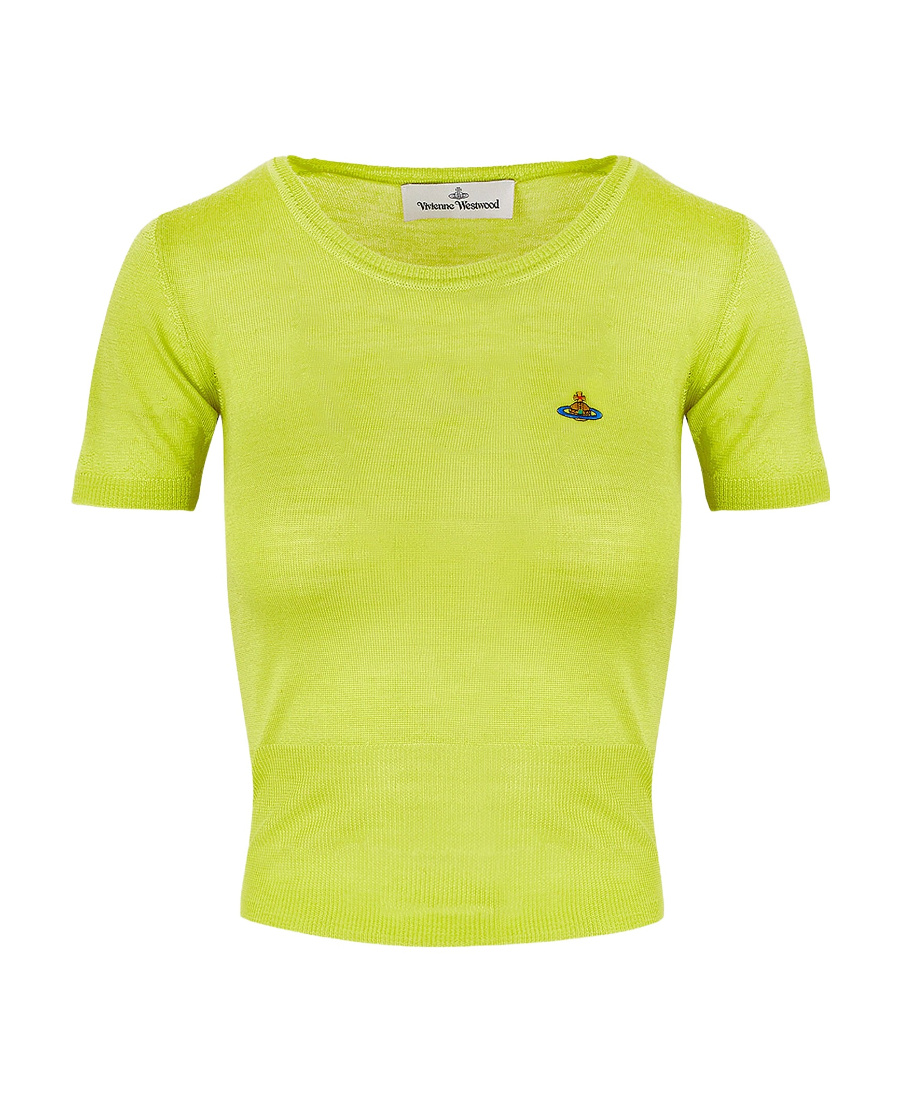 Vivienne Westwood Embroidered-orb Knit Top In Yellow