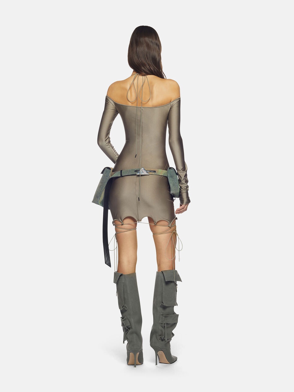 Attico ''lyna'' Military Mini Dress In Brown