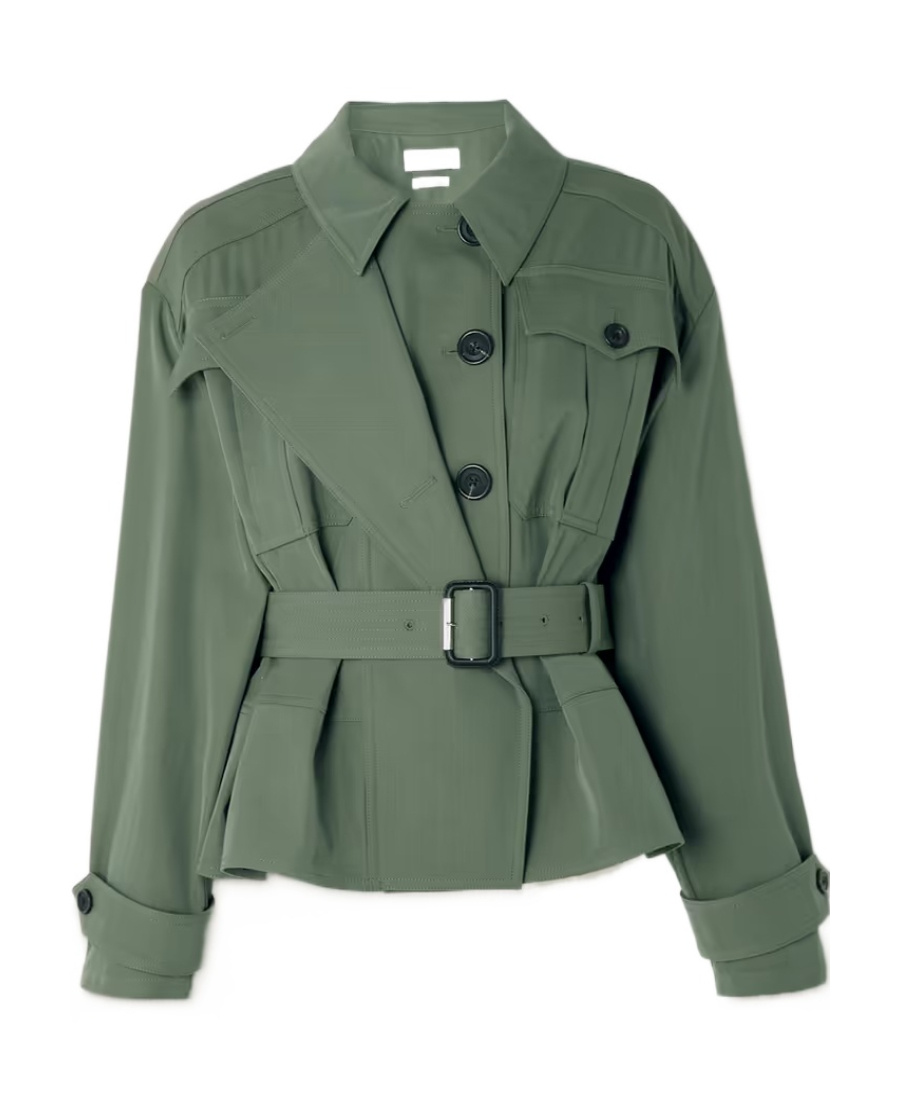 Alexander Mcqueen Belted Peplum Jacket In Green